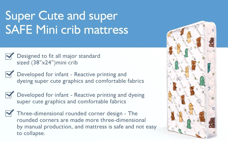 Foldable Washable Fiberglass-Free Foam Crib Mattress For Pack And Play Compressed Into Carton Box 3